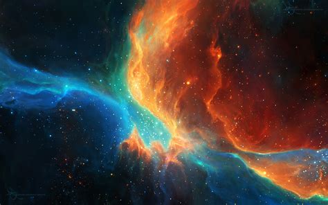 Space Stars Tylercreatesworlds Space Art Nebula Orange Wallpapers Hd Desktop And Mobile