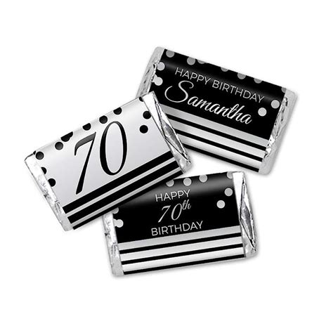 Elegant Black And Silver Personalized 70th Birthday Favor