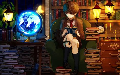 3840x2160px 4k Free Download Boy Anime Character Reading Book Anime