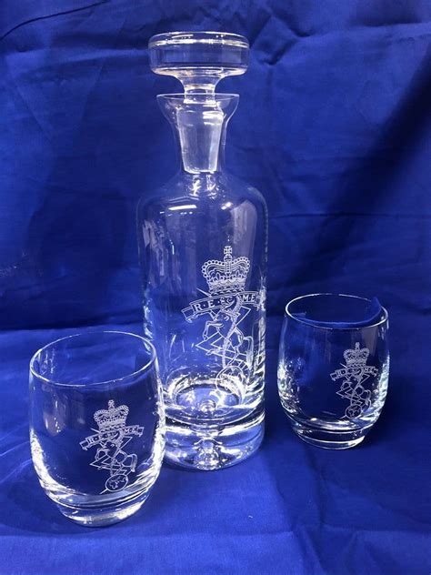 Uk Military Engraved Whisky Glass Tumbler With Army Regiment Cap Badges Royal Navy And Raf Crests