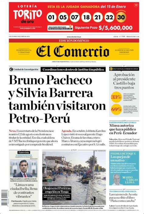 Newspaper El Comercio Peru Newspapers In Peru Sundays Edition
