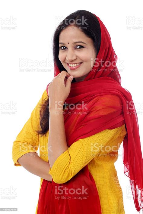 Portrait Of A Beautiful Young Indian Woman Stock Photo Download Image