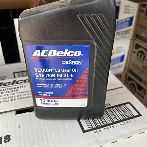 Acdelco 10 4034 Dexron Ls 75w 90 Gear Oil 32 Oz New Bottle