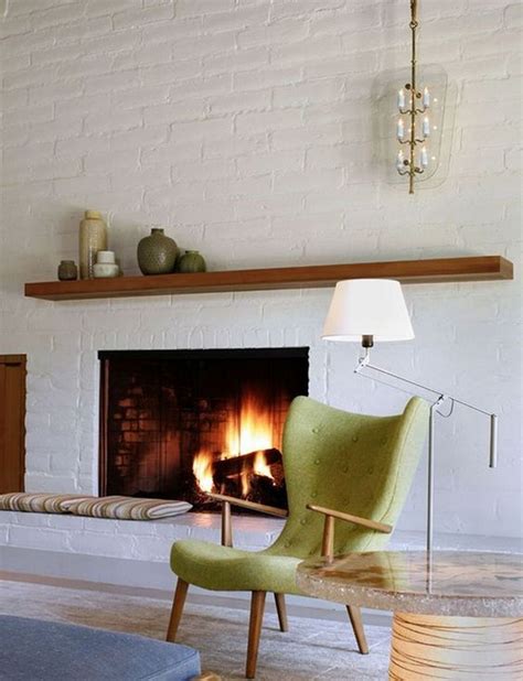 Brick Fireplace In Mid Mod 80 Modern Rustic Painted Brick Fireplaces