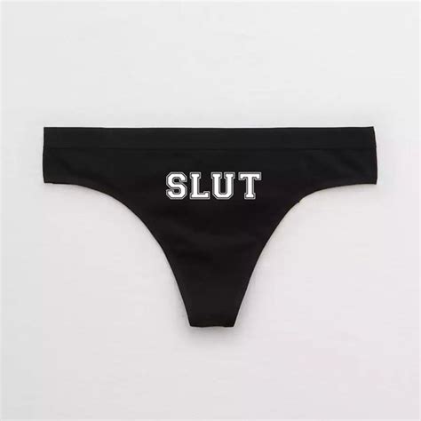 Slut Varsity Panties BDSM Cum Slut Thong Dominant Etsy