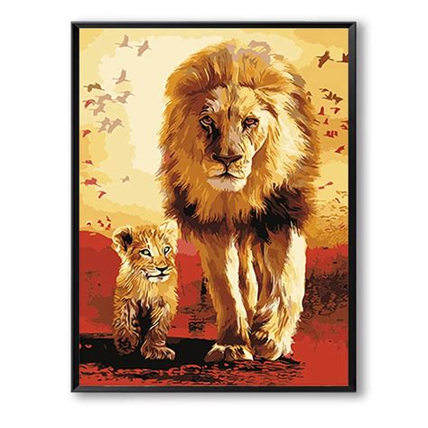 Canvas Pictures Wall Painting By Numbers Diy Digital Drawing Lion