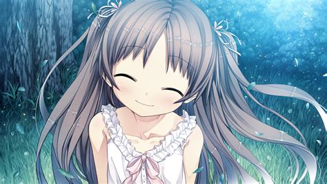 Hình nền hình minh họa Anime màu xanh da trời Monobeno Sawai Natsuha dễ thương con gái