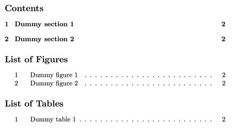 Latex Table Of Contents List Of Figurestables And Some Customizations