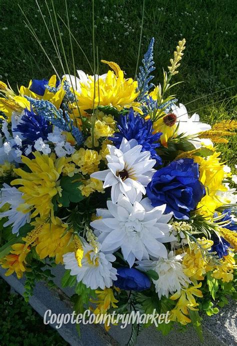 Memorial cemetery silk flower headstone/tombstone saddle + matching vase buses. Cemetery Memorial Day Summer Country Floral Headstone ...