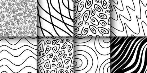 Hand Drawn Ink Pattern And Textures Set Expressive Seamless Abstract