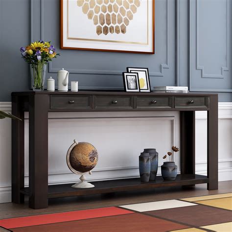 Console Table With 4 Drawer Industric Entrywall Hallway Sofa Table