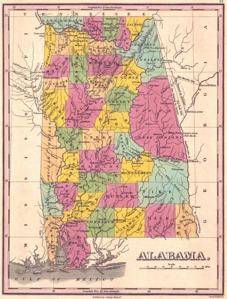 Map Of Alabama Counties 1833 Vintage Map
