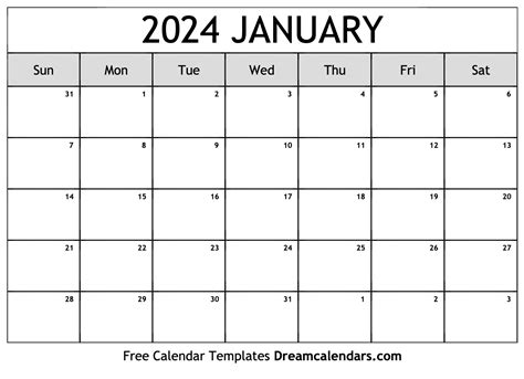 Download Printable January 2024 Calendars