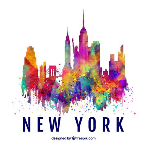 Free Vector Skyline Silhouette Of New York City With Colors