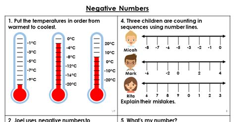 Negative Numbers Year 5 Worksheet