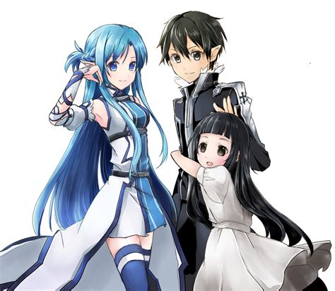Asuna Kirito Asuna Yui And Kirito Sword Art Online Drawn By Sau