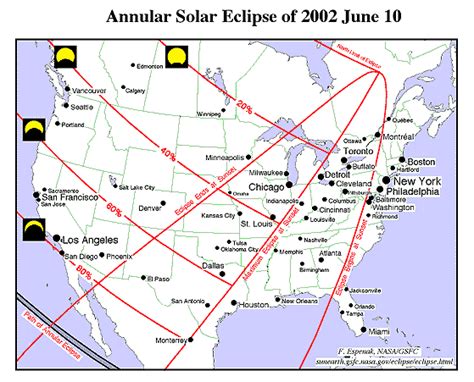 A solar eclipse happens when the moon moves between the sun and earth, casting a shadow on earth, fully or partially blocking the sun's light in some a visualization of the moon's shadow during the june 10, 2021 annular solar eclipse showing the antumbra (black oval), penumbra (concentric. Annular Solar Eclipse: 2002 June 10