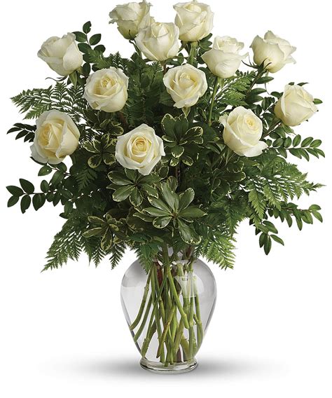 Long Stem White Roses One And A Half Dozen White Roses Rose Bouquet