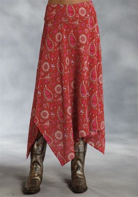 roper® red floral print hi lo crepe western skirt urban dresses western skirts western wear