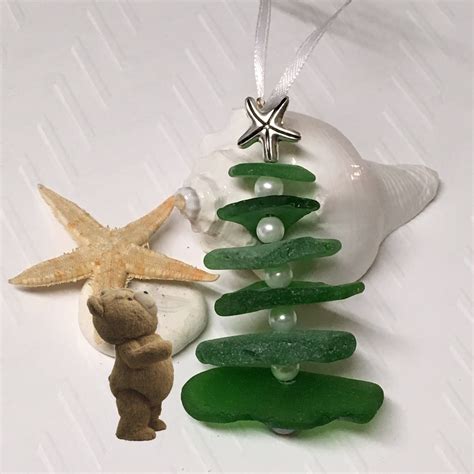 Sea Glass Ornament Christmas Tree Ornament Sea Glass Christmas Beach Glass Ornament Genuine Sea