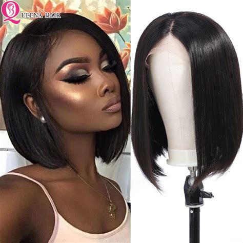 Pre Plucked 13x4 Lace Front Human Hair Wigs Blunt Cut Bob Wig Natural