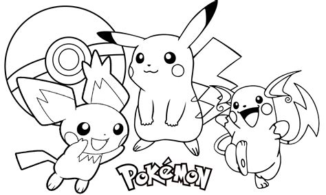 Evolution Of Pichu Pikachu And Raichu Coloring Page Free Online