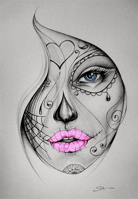 Candy Skull Girl Tattoo Colour Proiecte De încercat