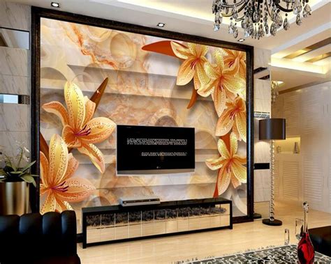 Beibehang 3d Wallpaper High End Marble Floral Backdrop Living Room