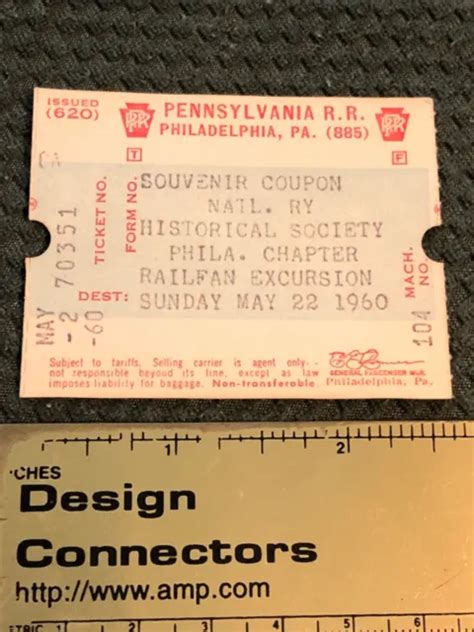1960 Prr Pennsylvania Railroad Ticket Philadelphia Railfan Excursion