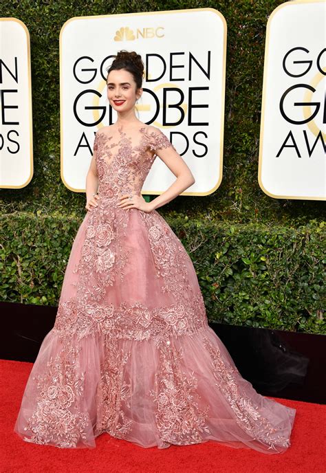 Lily Collins Looks Just Like Princess Aurora On The Golden Globes Red