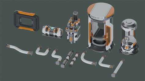 Artstation 13 Sci Fi 3d Models Props Asset Pack Resources