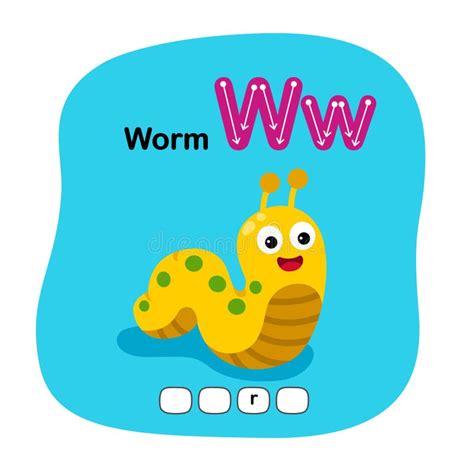 Animal Alphabet W For Worm Stock Vector Illustration Of Happy 13747375