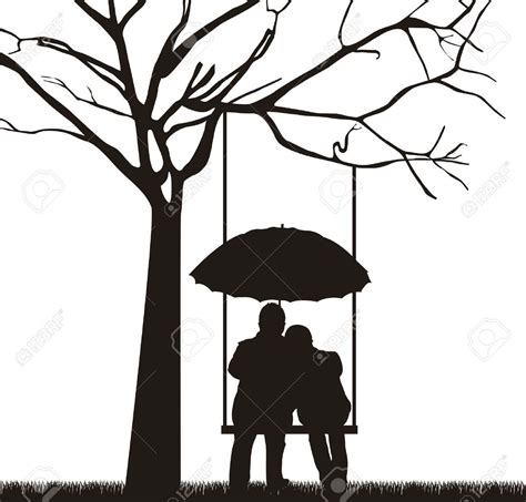 Silhouette Of Couple Under Umbrella Silhouette Art Couple Silhouette