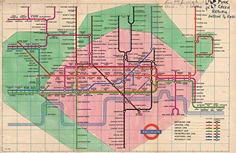 London Underground Tube Map Plan Manually Overpainted Fare Zones Harry