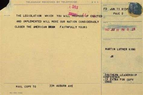 June 12 1963 Telegram From Dr Martin Luther King About Jfks Speech