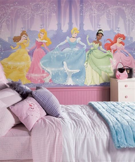 Girls Bedroom With Disney Dancing Princess Wall Mural Disney Princess