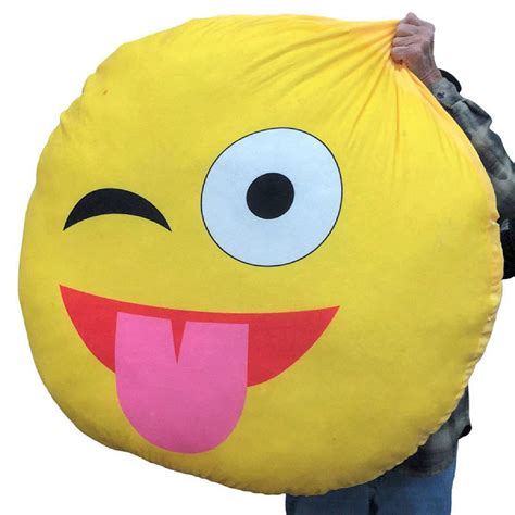Big Teddy Giant Stuffed Emoji Pillow 44 Inches Smiley Face With Tongue