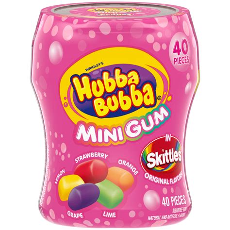 Hubba Bubba Mini Gum In Skittles Original Flavors 40 Ct Bottle Hubba