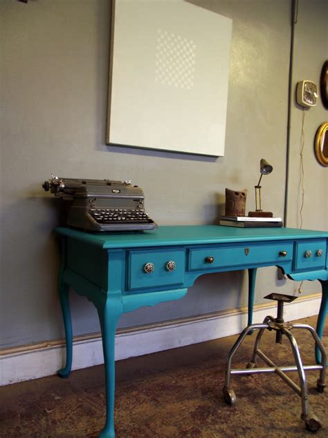 Large vintage desk a stunning addition to any home £90.00 delivery available from £5.00 cash and cards accepted. Vintage Ground: Vintage Large Turquoise Desk