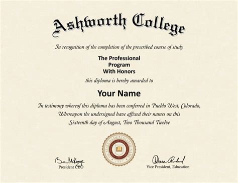 Ashworth College Certificate Tutoreorg Master Of Documents