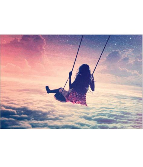 amy girl swinging on a swing in heaven with multicolour sky poster buy amy girl swinging on a