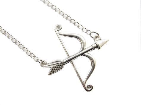 Antique Silver Bow And Arrow Necklace Archery T Archery Necklace Arrow And Bow Archery