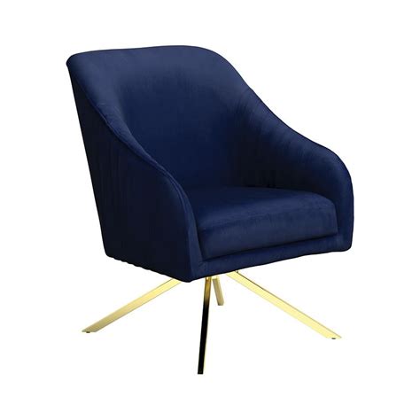 With the famous 77 step process, our craftsmen take soft. Navy Blue Velvet Accent Chair W/ Quadropod Swivel Base ...
