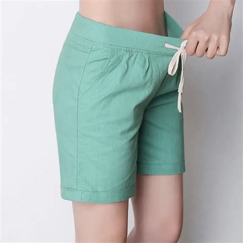 new summer drawstring loose solid shorts female plus size m 5xl 6xl 7xl mid casual shorts autumn