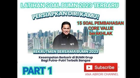 SOAL CORE VALUE BerAKHLAK BUMN TERBARU PART 1 15 SOAL DAN PEMBAHASAN