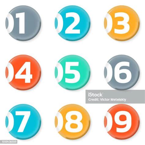 Circle Numbers Round Number Icon Set 1 2 3 4 5 6 7 8 9 Buttons Modern