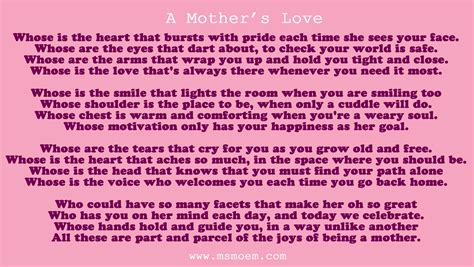 Mother S Day Poem A Mother S Love By Ms Moem Ms Moem Poems Life Etc