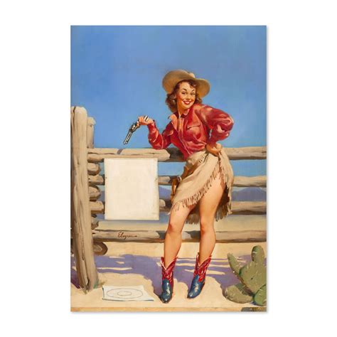 beat that cowgirl western vintage style elvgren pin up girl classic poster ebay