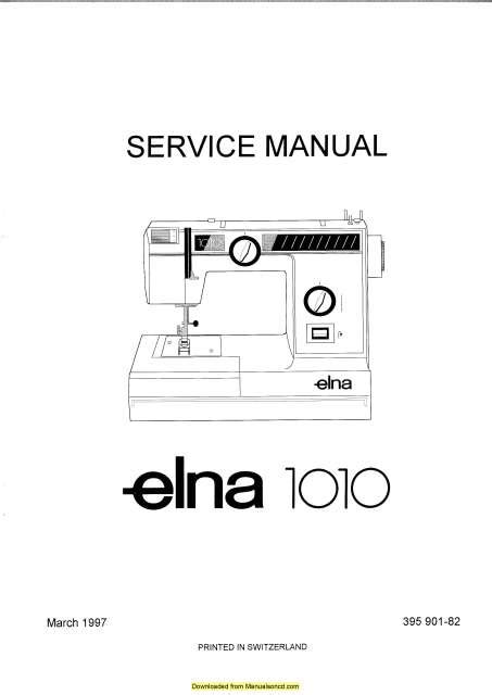 Elna 1010 Sewing Machine Service Parts Manual