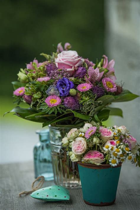 Colorful Flower Bouquets With Different Blossoms Stock Image Image Of